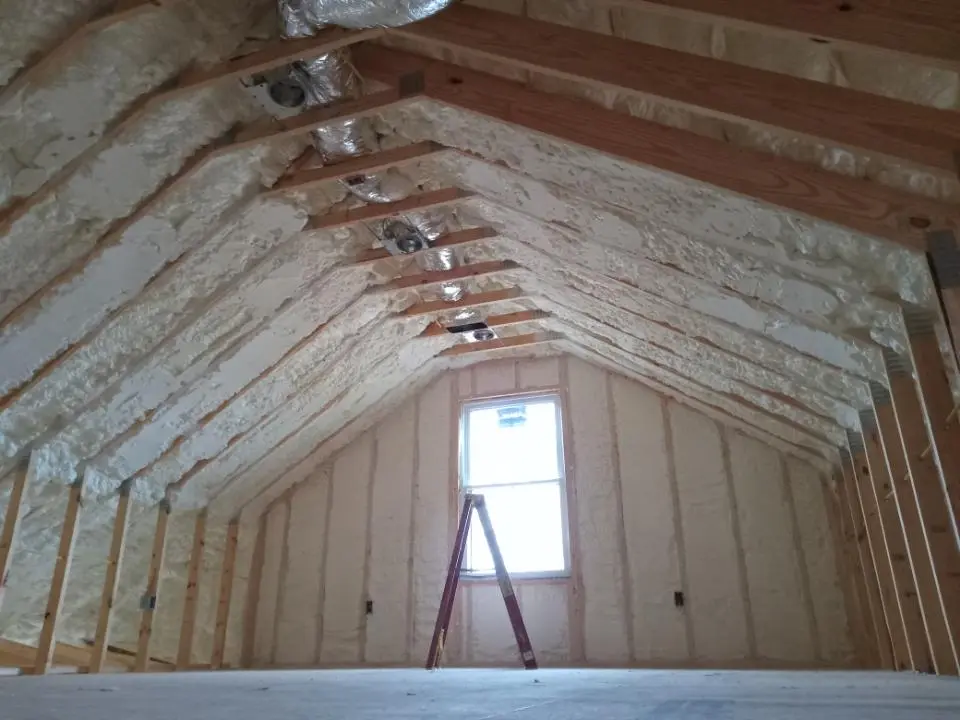 Spray foam roofing application for Crawl Space Insulation project in La Porte